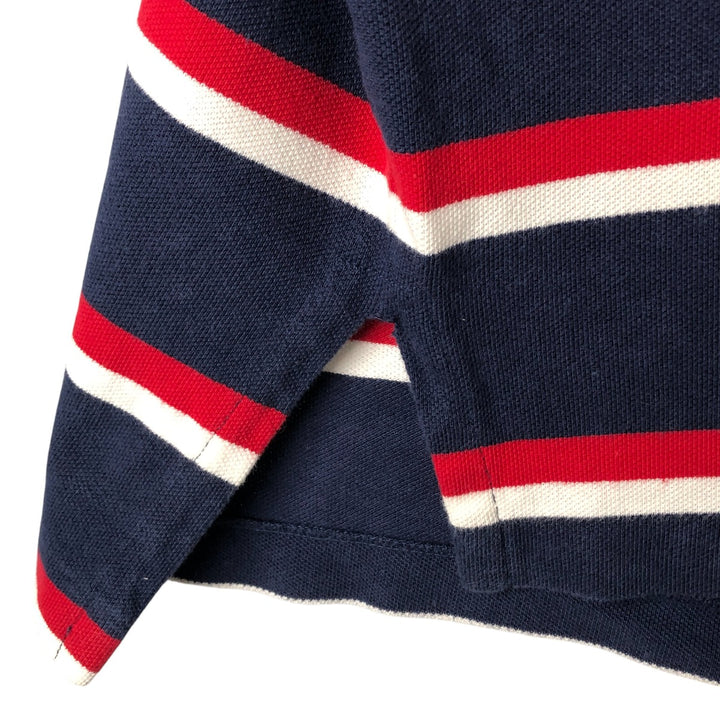 Ralph Lauren POLO by Ralph Lauren short sleeve striped polo shirt, men's XL size cotton navy blue type Vintage Second Hand