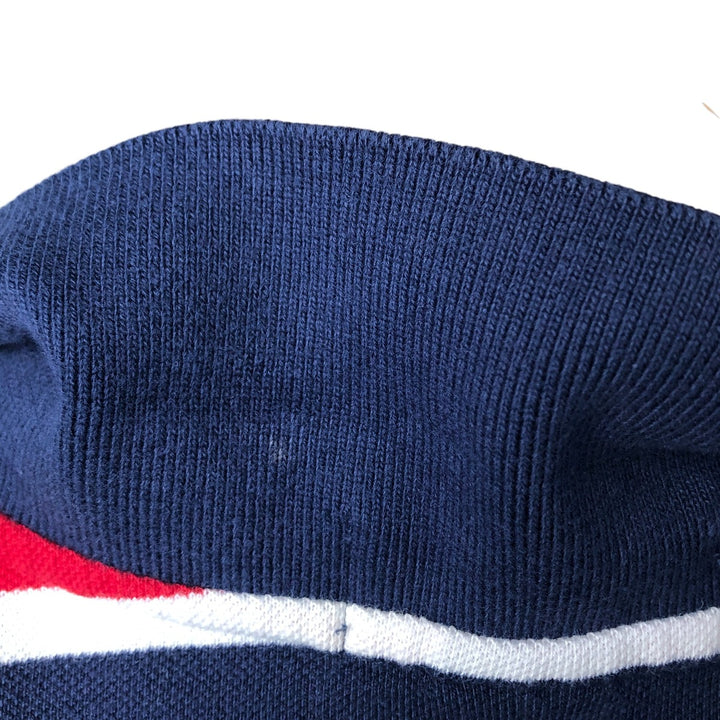 Ralph Lauren POLO by Ralph Lauren short sleeve striped polo shirt, men's XL size cotton navy blue type Vintage Second Hand