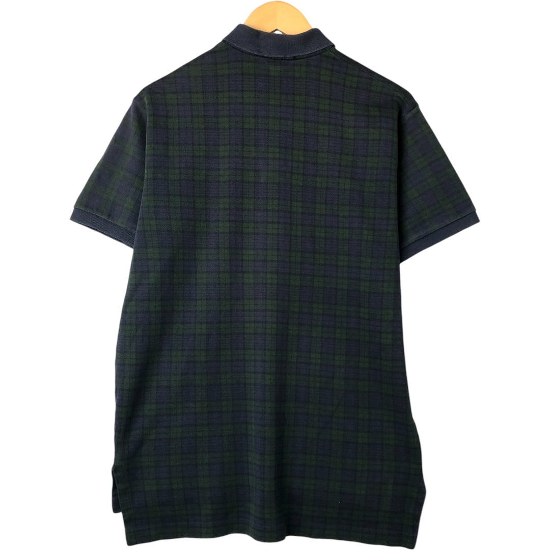 90'S POLO by Ralph Lauren Blackwatch Check Short Sleeve Check Polo Shirt Made in USA Men's L size cotton navy blue type Vintage Second Hand