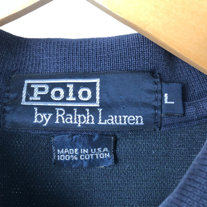 90'S POLO by Ralph Lauren Blackwatch Check Short Sleeve Check Polo Shirt Made in USA Men's L size cotton navy blue type Vintage Second Hand