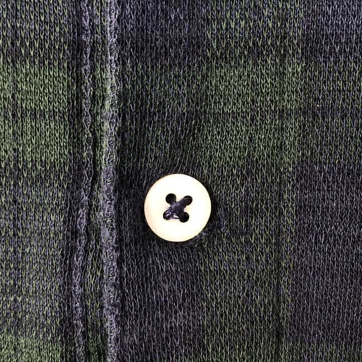 90'S POLO by Ralph Lauren Blackwatch Check Short Sleeve Check Polo Shirt Made in USA Men's L size cotton navy blue type Vintage Second Hand