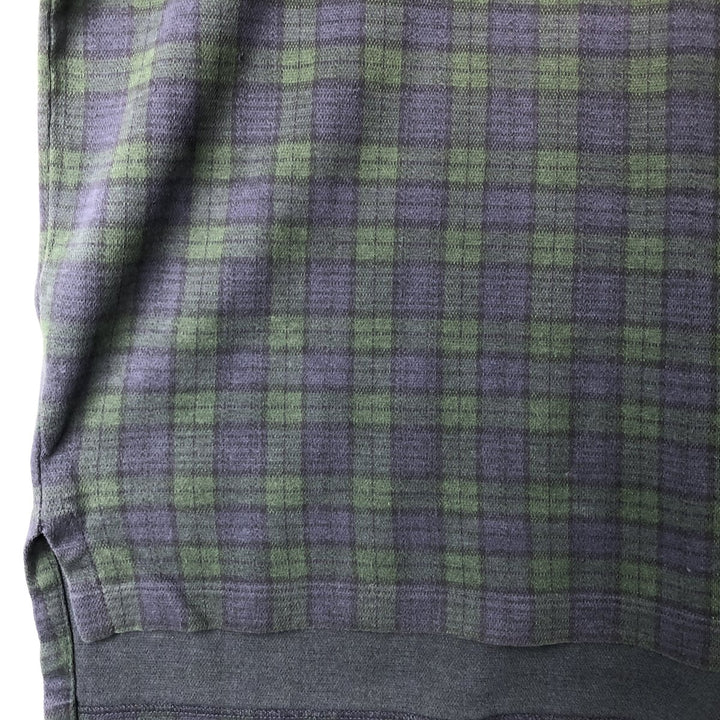 90'S POLO by Ralph Lauren Blackwatch Check Short Sleeve Check Polo Shirt Made in USA Men's L size cotton navy blue type Vintage Second Hand