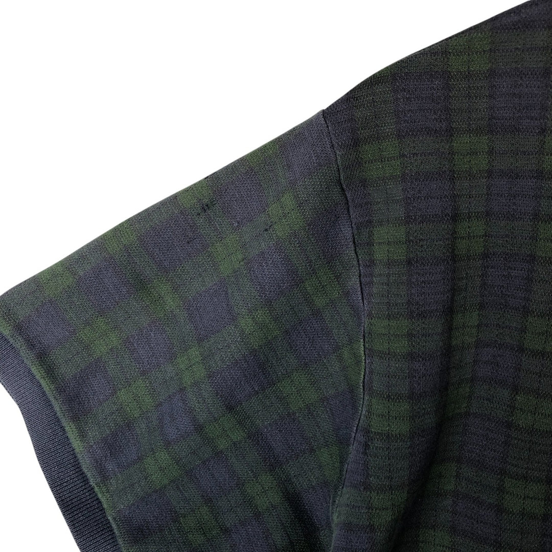 90'S POLO by Ralph Lauren Blackwatch Check Short Sleeve Check Polo Shirt Made in USA Men's L size cotton navy blue type Vintage Second Hand