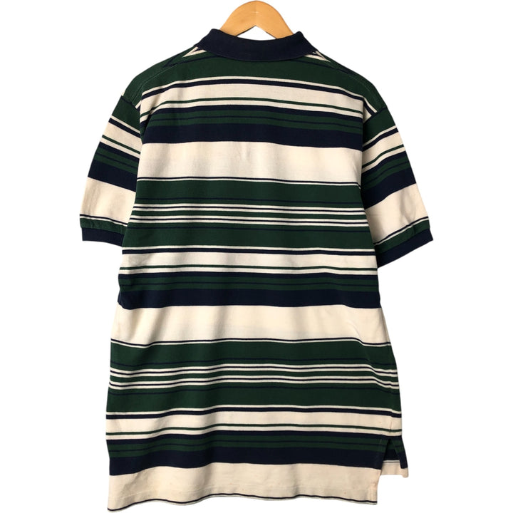Ralph Lauren POLO by Ralph Lauren Multi-border short sleeve striped polo shirt Men's size L cotton ivory Vintage Second Hand