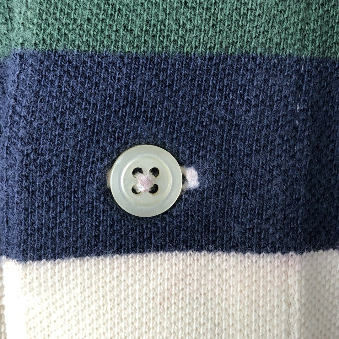 Ralph Lauren POLO by Ralph Lauren Multi-border short sleeve striped polo shirt Men's size L cotton ivory Vintage Second Hand