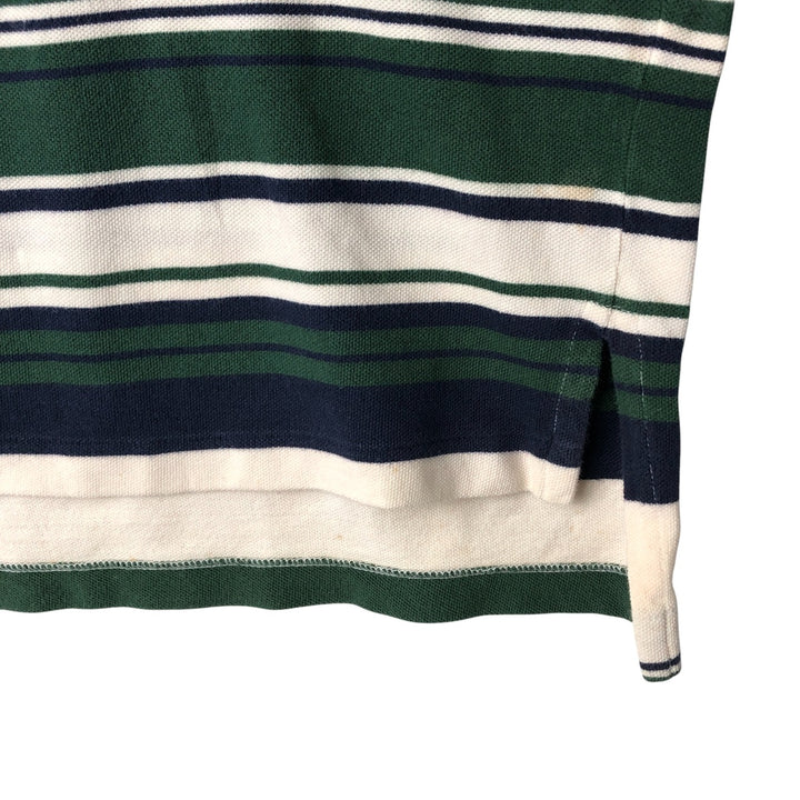 Ralph Lauren POLO by Ralph Lauren Multi-border short sleeve striped polo shirt Men's size L cotton ivory Vintage Second Hand