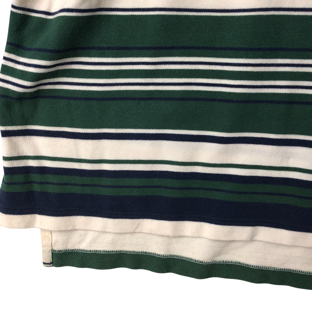 Ralph Lauren POLO by Ralph Lauren Multi-border short sleeve striped polo shirt Men's size L cotton ivory Vintage Second Hand