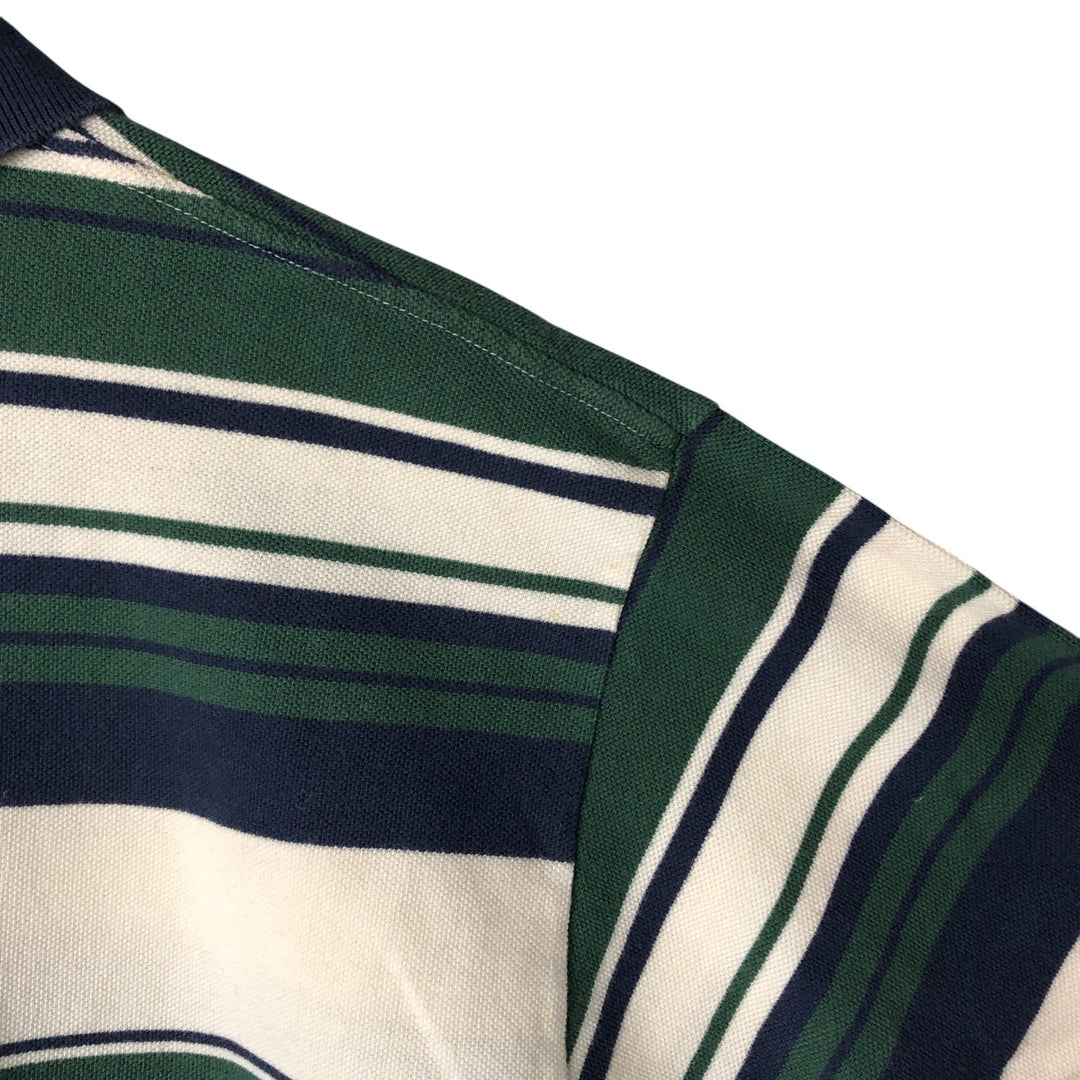 Ralph Lauren POLO by Ralph Lauren Multi-border short sleeve striped polo shirt Men's size L cotton ivory Vintage Second Hand