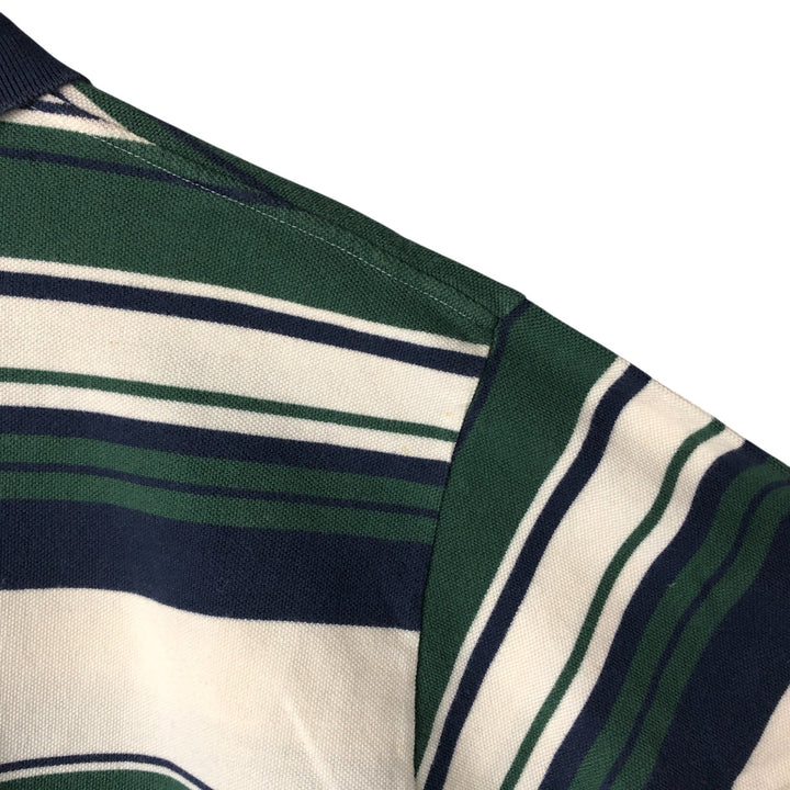 Ralph Lauren POLO by Ralph Lauren Multi-border short sleeve striped polo shirt Men's size L cotton ivory Vintage Second Hand