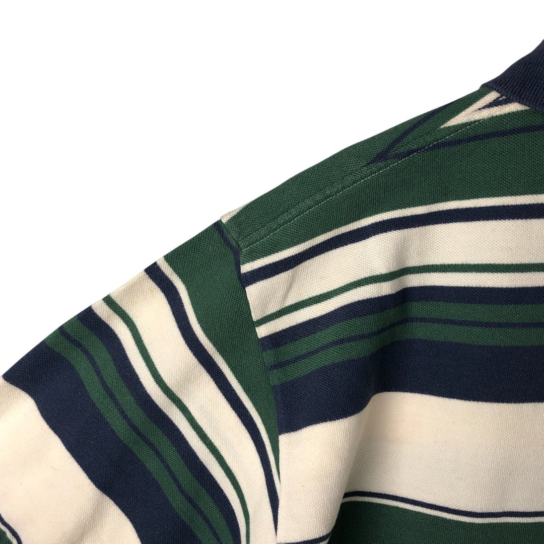 Ralph Lauren POLO by Ralph Lauren Multi-border short sleeve striped polo shirt Men's size L cotton ivory Vintage Second Hand