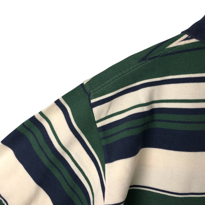 Ralph Lauren POLO by Ralph Lauren Multi-border short sleeve striped polo shirt Men's size L cotton ivory Vintage Second Hand
