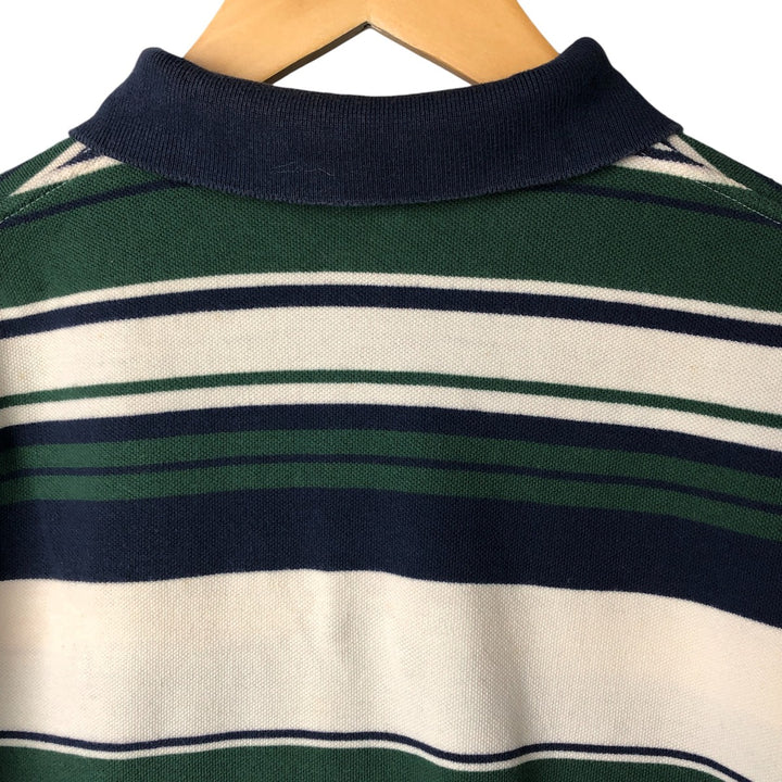 Ralph Lauren POLO by Ralph Lauren Multi-border short sleeve striped polo shirt Men's size L cotton ivory Vintage Second Hand