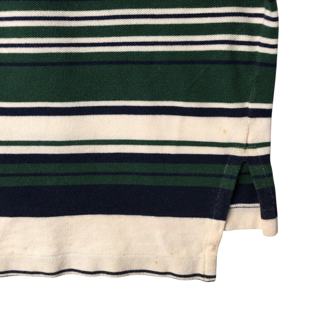 Ralph Lauren POLO by Ralph Lauren Multi-border short sleeve striped polo shirt Men's size L cotton ivory Vintage Second Hand