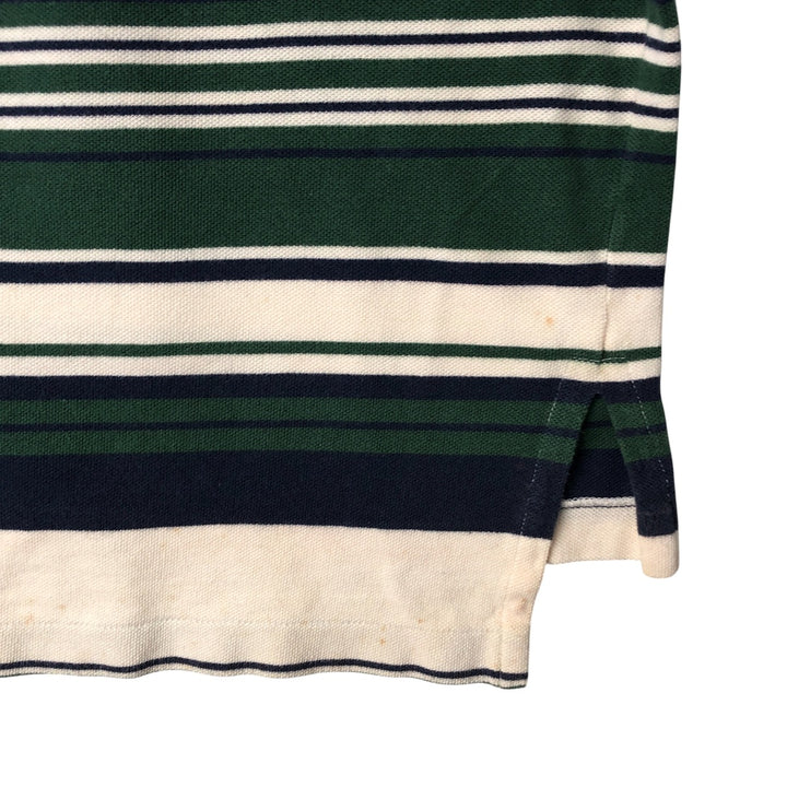 Ralph Lauren POLO by Ralph Lauren Multi-border short sleeve striped polo shirt Men's size L cotton ivory Vintage Second Hand