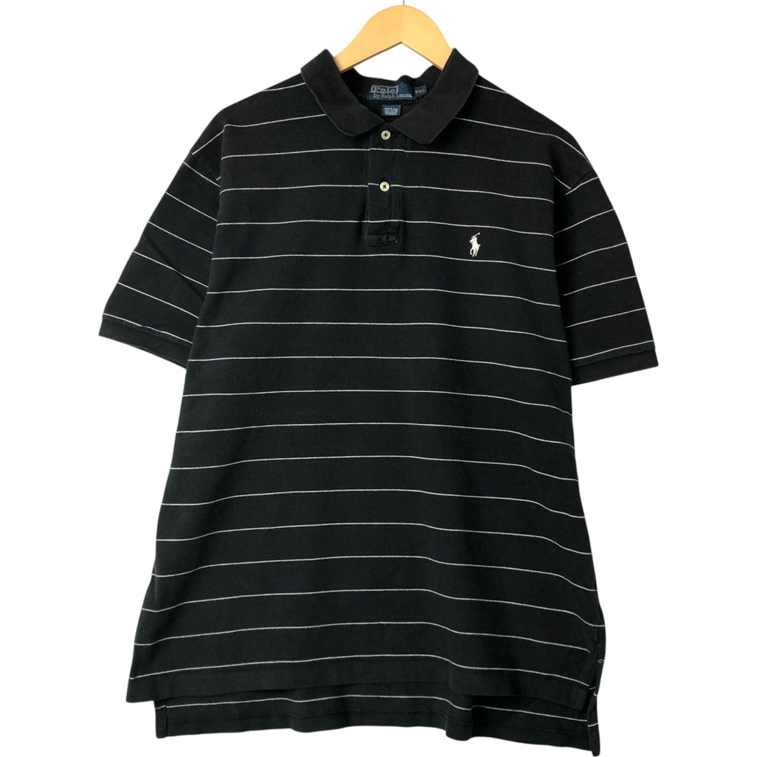 Ralph Lauren POLO by Ralph Lauren short sleeve striped polo shirt, men's XXL size cotton black type Vintage Second Hand