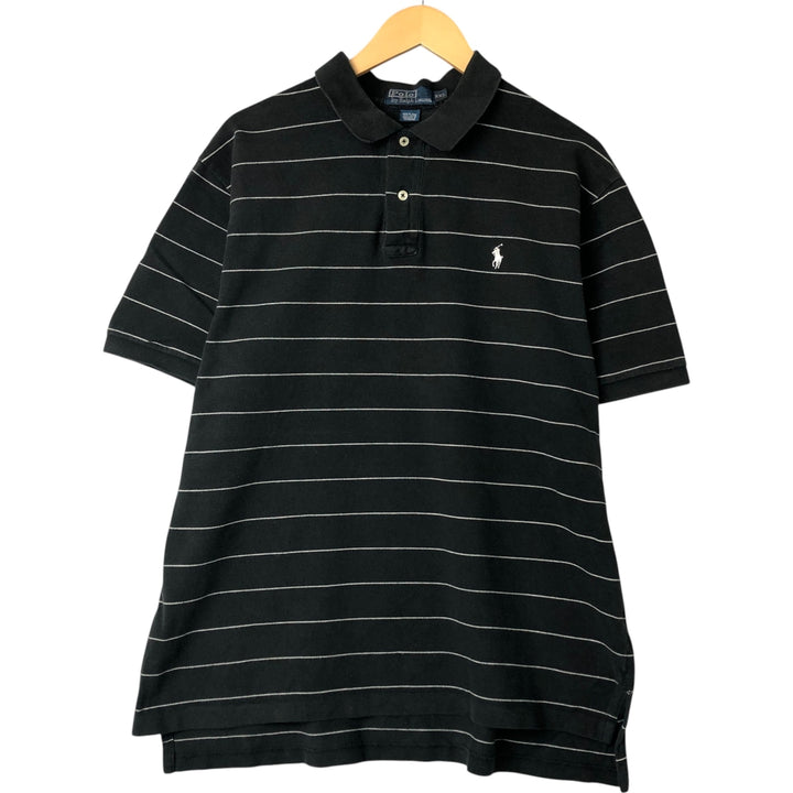 Ralph Lauren POLO by Ralph Lauren short sleeve striped polo shirt, men's XXL size cotton black type Vintage Second Hand