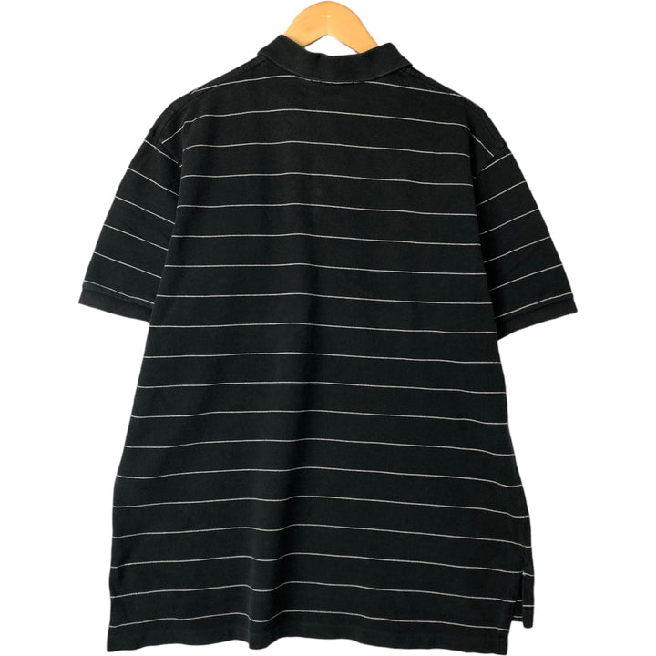 Ralph Lauren POLO by Ralph Lauren short sleeve striped polo shirt, men's XXL size cotton black type Vintage Second Hand