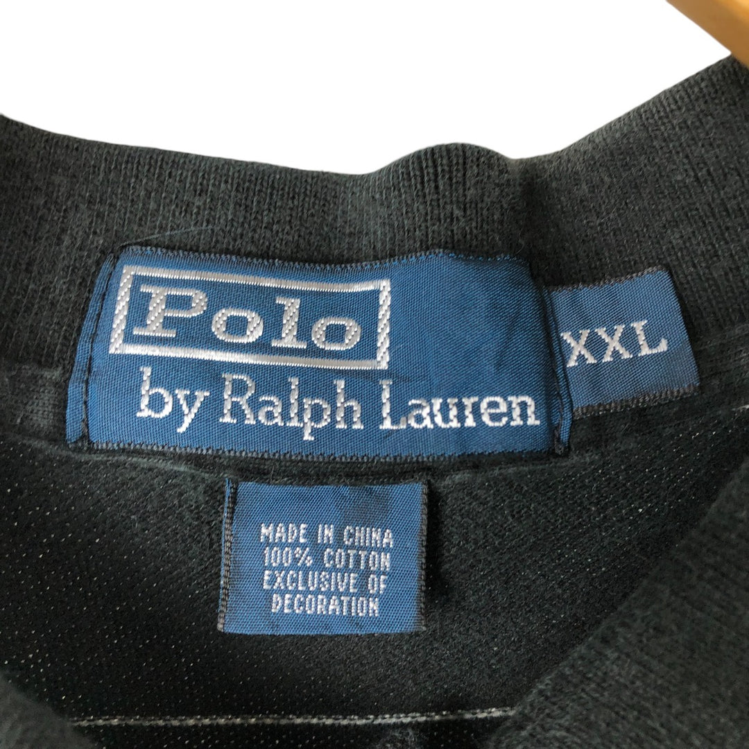 Ralph Lauren POLO by Ralph Lauren short sleeve striped polo shirt, men's XXL size cotton black type Vintage Second Hand