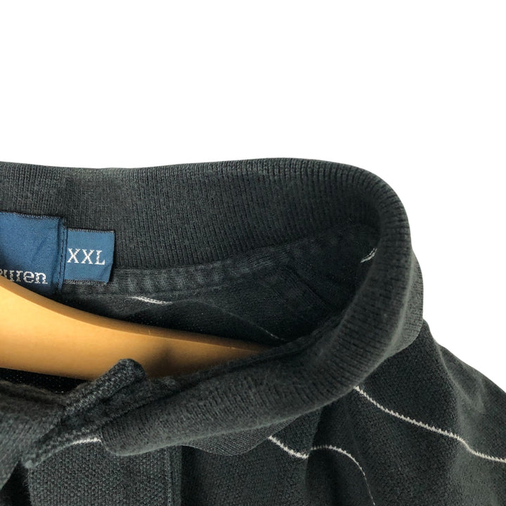 Ralph Lauren POLO by Ralph Lauren short sleeve striped polo shirt, men's XXL size cotton black type Vintage Second Hand