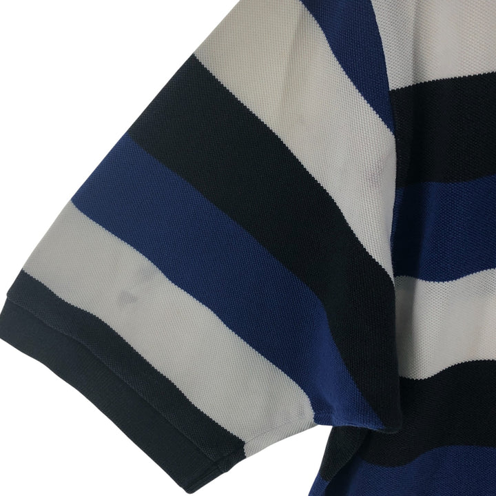 90'S Ralph Lauren POLO SPORT short sleeve striped polo shirt men's size L vintage cotton blue type Vintage Second Hand