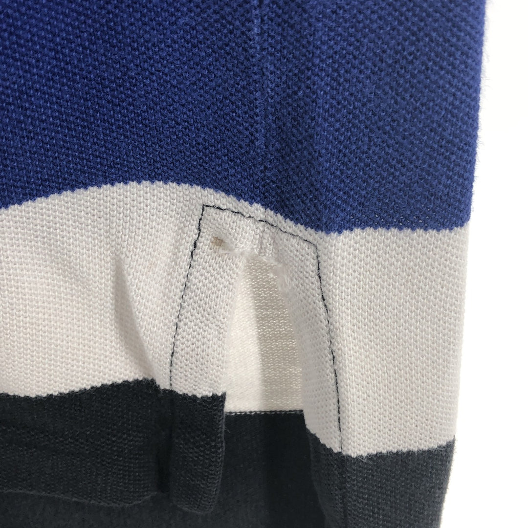 90'S Ralph Lauren POLO SPORT short sleeve striped polo shirt men's size L vintage cotton blue type Vintage Second Hand