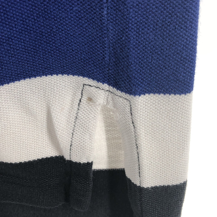 90'S Ralph Lauren POLO SPORT short sleeve striped polo shirt men's size L vintage cotton blue type Vintage Second Hand