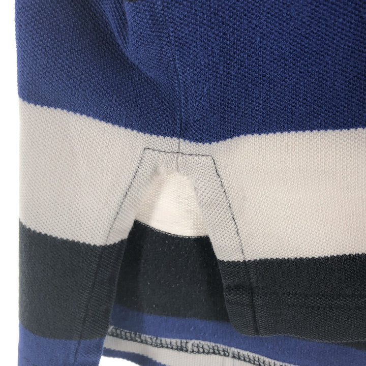 90'S Ralph Lauren POLO SPORT short sleeve striped polo shirt men's size L vintage cotton blue type Vintage Second Hand