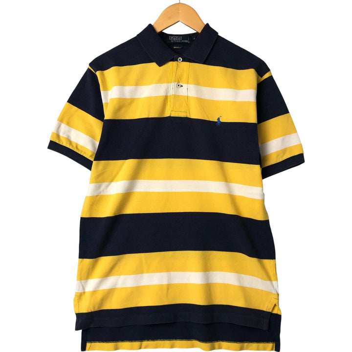 Ralph Lauren POLO by Ralph Lauren short sleeve striped polo shirt, men's size M cotton yellow type Vintage Second Hand