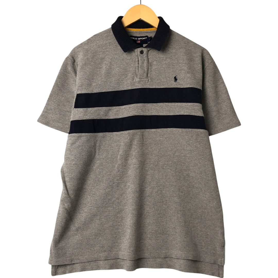 90'S Ralph Lauren POLO SPORT short sleeve polo shirt, men's size L, vintage cotton gray type Vintage Second Hand