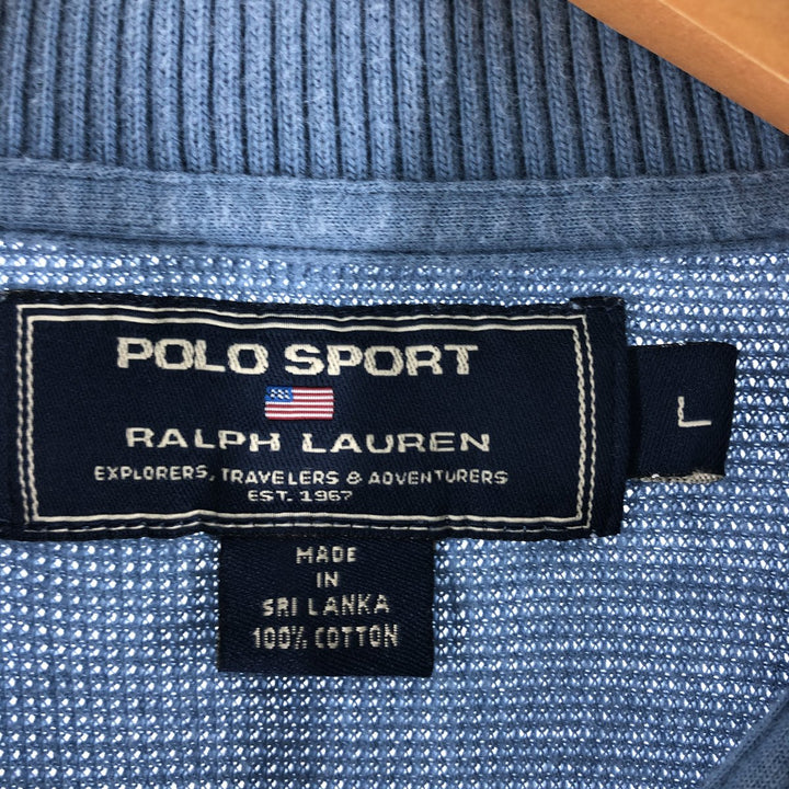 Ralph Lauren POLO SPORT short sleeve polo shirt, men's size L cotton Blue type light blue Vintage Second Hand