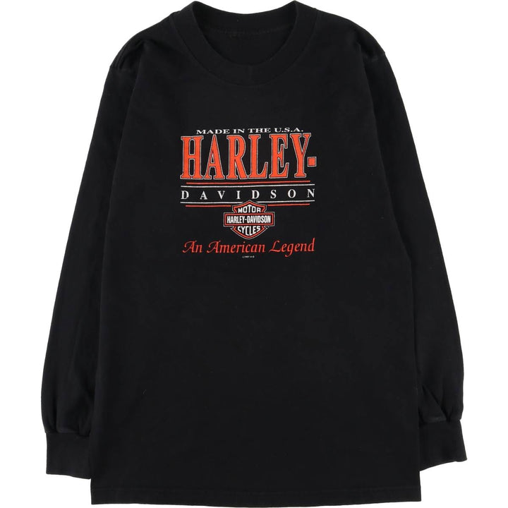 90'S Harley-Davidson Long Sleeve T-Shirt, Women's Size S, Vintage unclear black type Vintage Second Hand