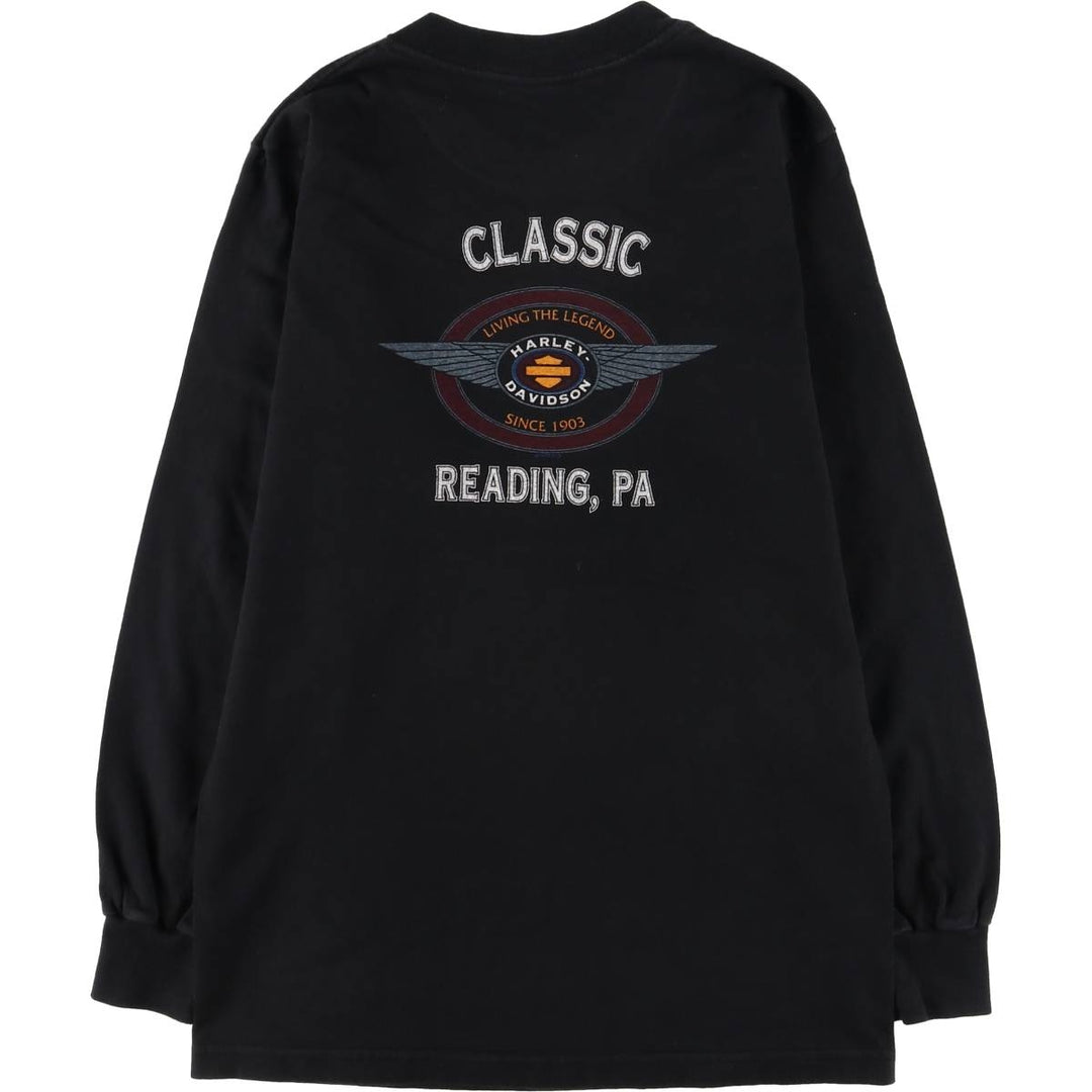 90'S Harley-Davidson Long Sleeve T-Shirt, Women's Size S, Vintage unclear black type Vintage Second Hand