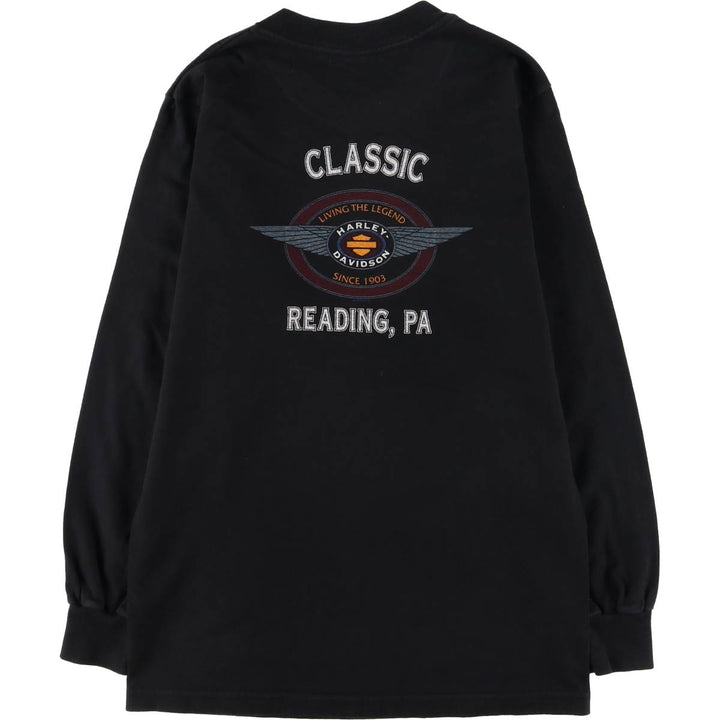 90'S Harley-Davidson Long Sleeve T-Shirt, Women's Size S, Vintage unclear black type Vintage Second Hand