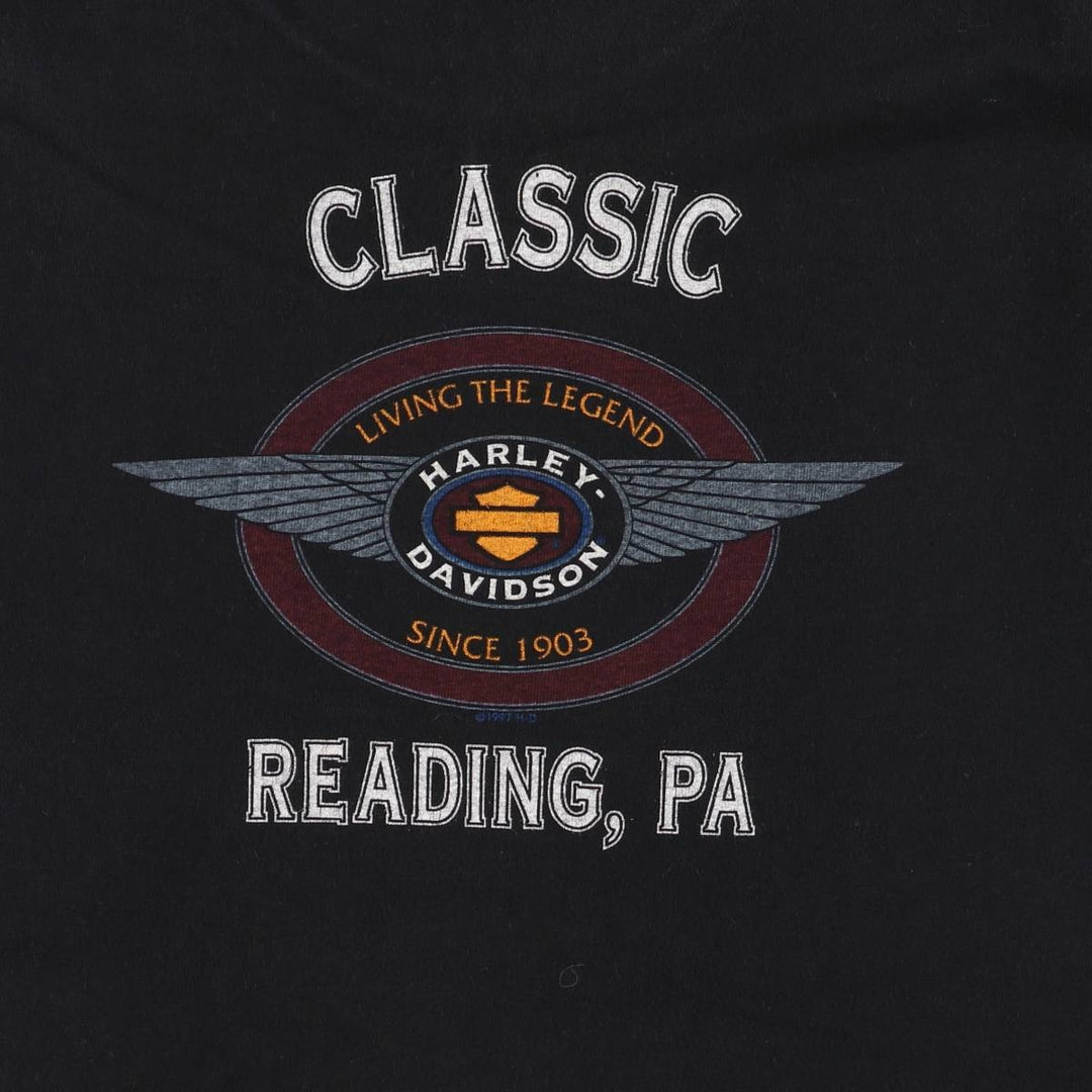 90'S Harley-Davidson Long Sleeve T-Shirt, Women's Size S, Vintage unclear black type Vintage Second Hand