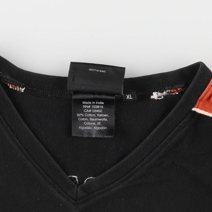 Harley-Davidson V-neck long T-shirt, women's size XL cotton black type Vintage Second Hand