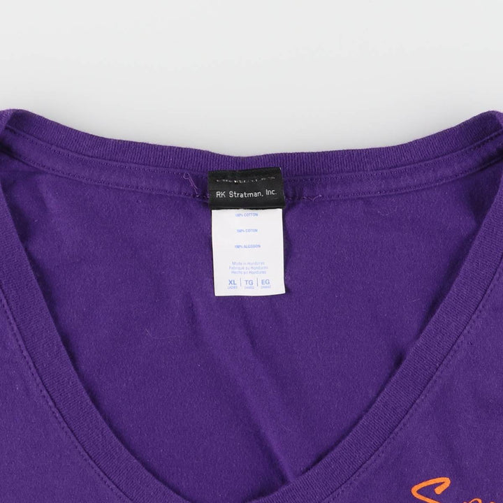 Harley-Davidson Back Print V-neck Long T-shirt, Men's Size L cotton purple type Vintage Second Hand