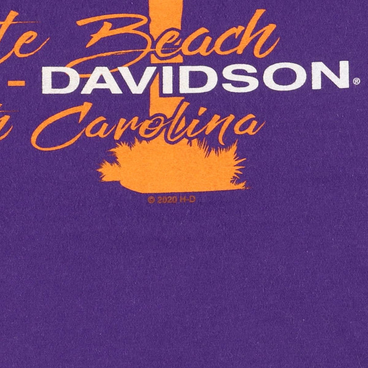 Harley-Davidson Back Print V-neck Long T-shirt, Men's Size L cotton purple type Vintage Second Hand