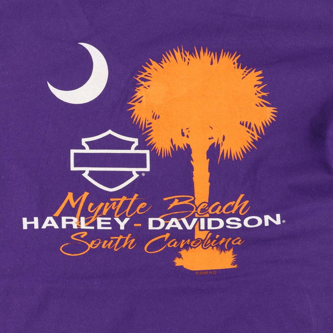 Harley-Davidson Back Print V-neck Long T-shirt, Men's Size L cotton purple type Vintage Second Hand