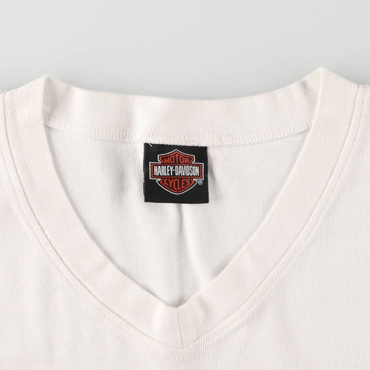 00'S Harley-Davidson V-neck long T-shirt, women's size S unclear white type Vintage Second Hand