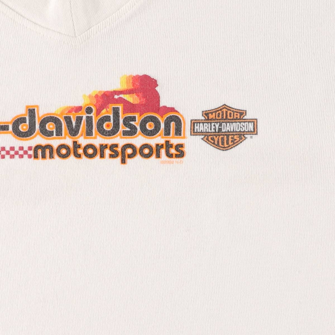 00'S Harley-Davidson V-neck long T-shirt, women's size S unclear white type Vintage Second Hand