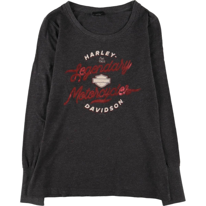 Harley-Davidson Long Sleeve T-Shirt for Women (Size XS) cotton gray type Vintage Second Hand
