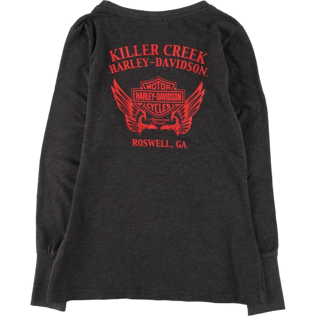 Harley-Davidson Long Sleeve T-Shirt for Women (Size XS) cotton gray type Vintage Second Hand