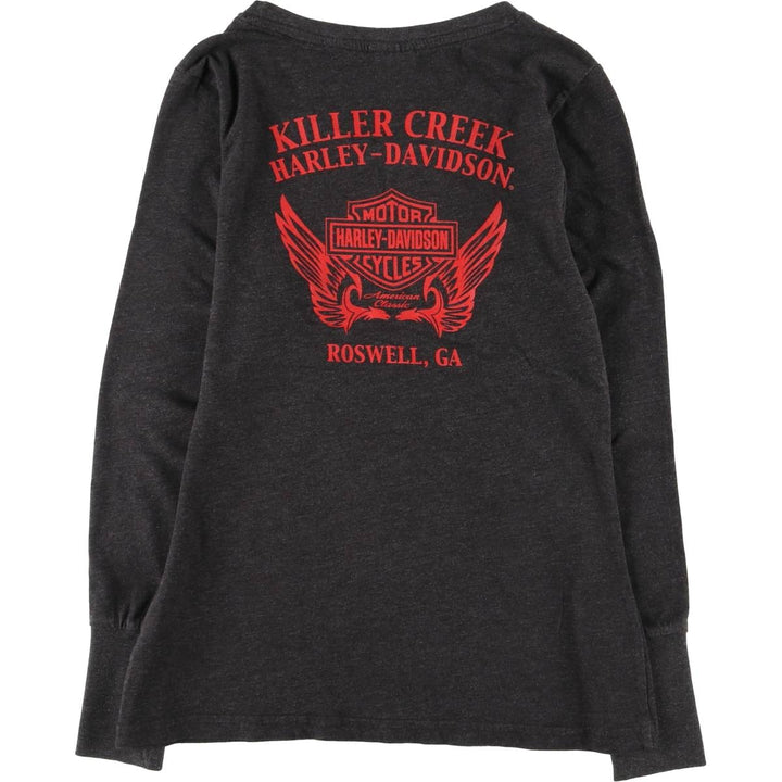Harley-Davidson Long Sleeve T-Shirt for Women (Size XS) cotton gray type Vintage Second Hand