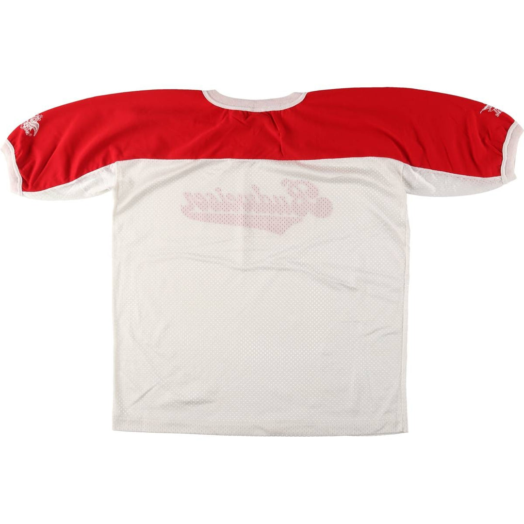 THE OLD COUNTRY Budweiser 3/4 Sleeve V-Neck Mesh Switching Short Sleeve Shirt Game Shirt Football Shirt Men's XL Nylon red type Vintage Second Hand