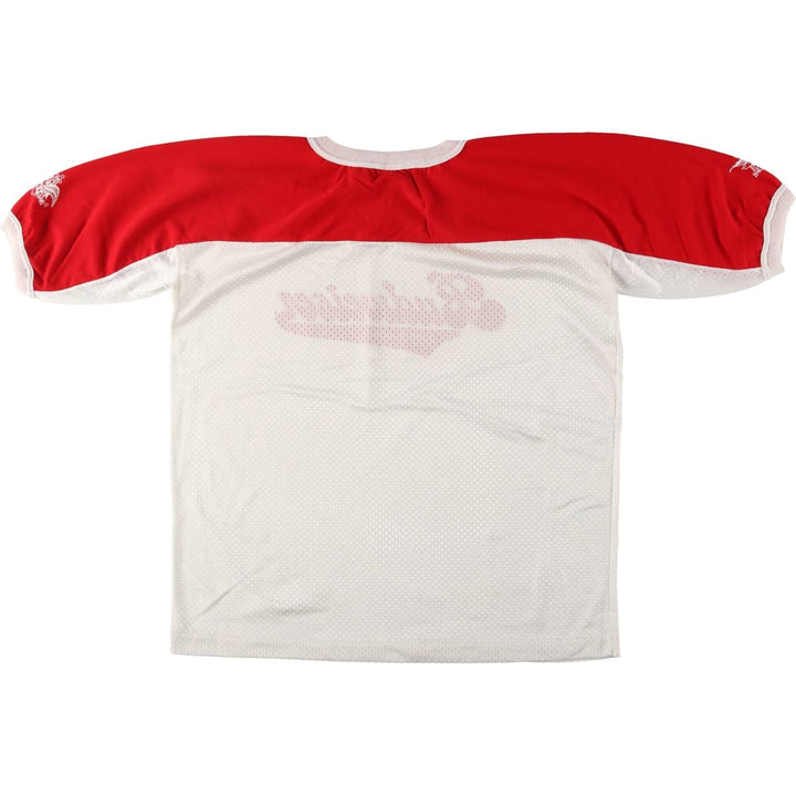 THE OLD COUNTRY Budweiser 3/4 Sleeve V-Neck Mesh Switching Short Sleeve Shirt Game Shirt Football Shirt Men's XL Nylon red type Vintage Second Hand