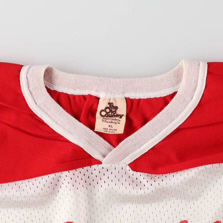 THE OLD COUNTRY Budweiser 3/4 Sleeve V-Neck Mesh Switching Short Sleeve Shirt Game Shirt Football Shirt Men's XL Nylon red type Vintage Second Hand