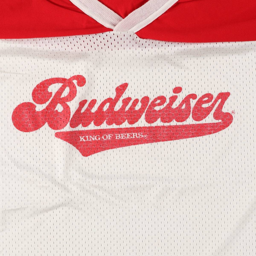 THE OLD COUNTRY Budweiser 3/4 Sleeve V-Neck Mesh Switching Short Sleeve Shirt Game Shirt Football Shirt Men's XL Nylon red type Vintage Second Hand