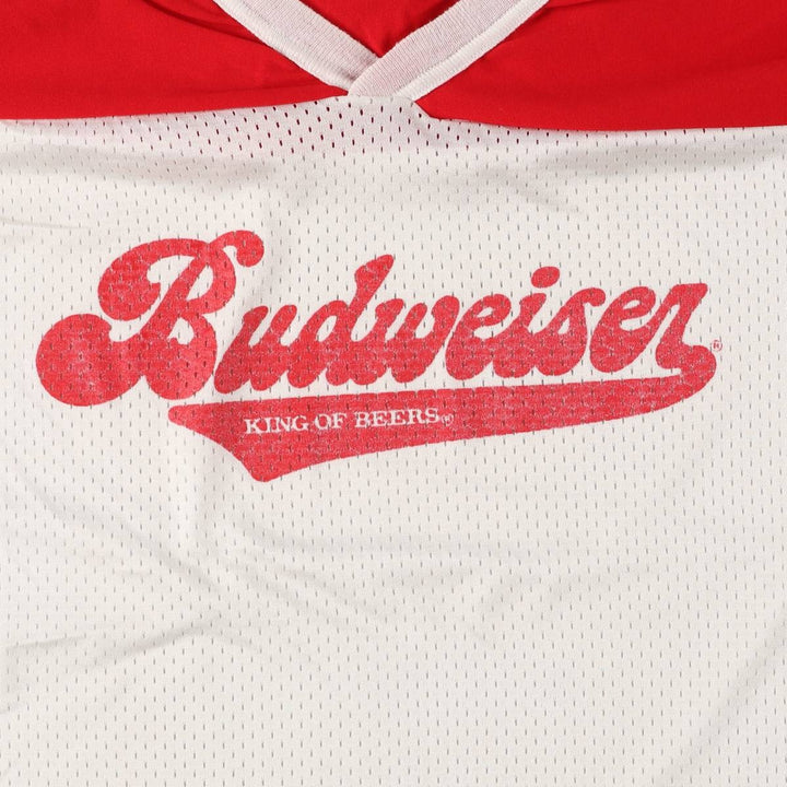 THE OLD COUNTRY Budweiser 3/4 Sleeve V-Neck Mesh Switching Short Sleeve Shirt Game Shirt Football Shirt Men's XL Nylon red type Vintage Second Hand