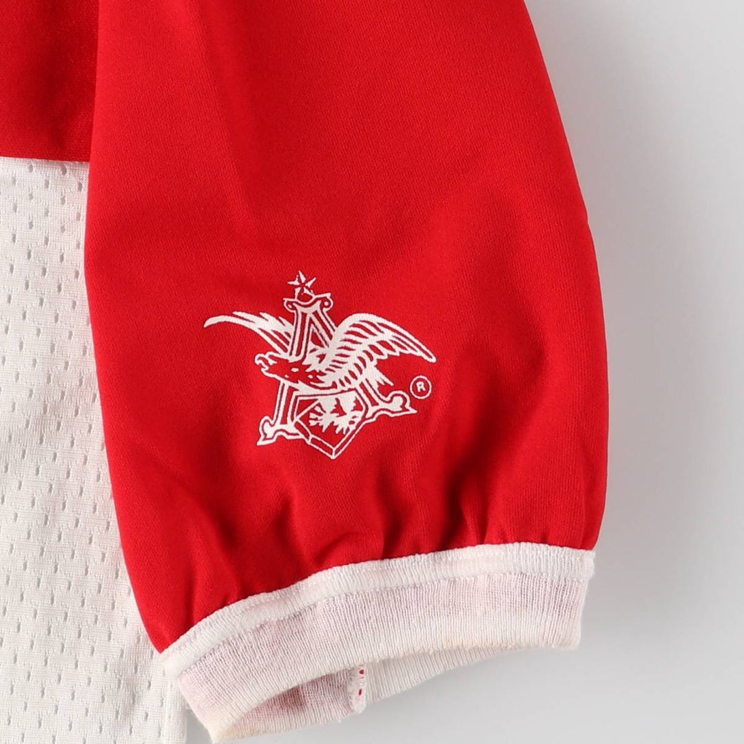 THE OLD COUNTRY Budweiser 3/4 Sleeve V-Neck Mesh Switching Short Sleeve Shirt Game Shirt Football Shirt Men's XL Nylon red type Vintage Second Hand