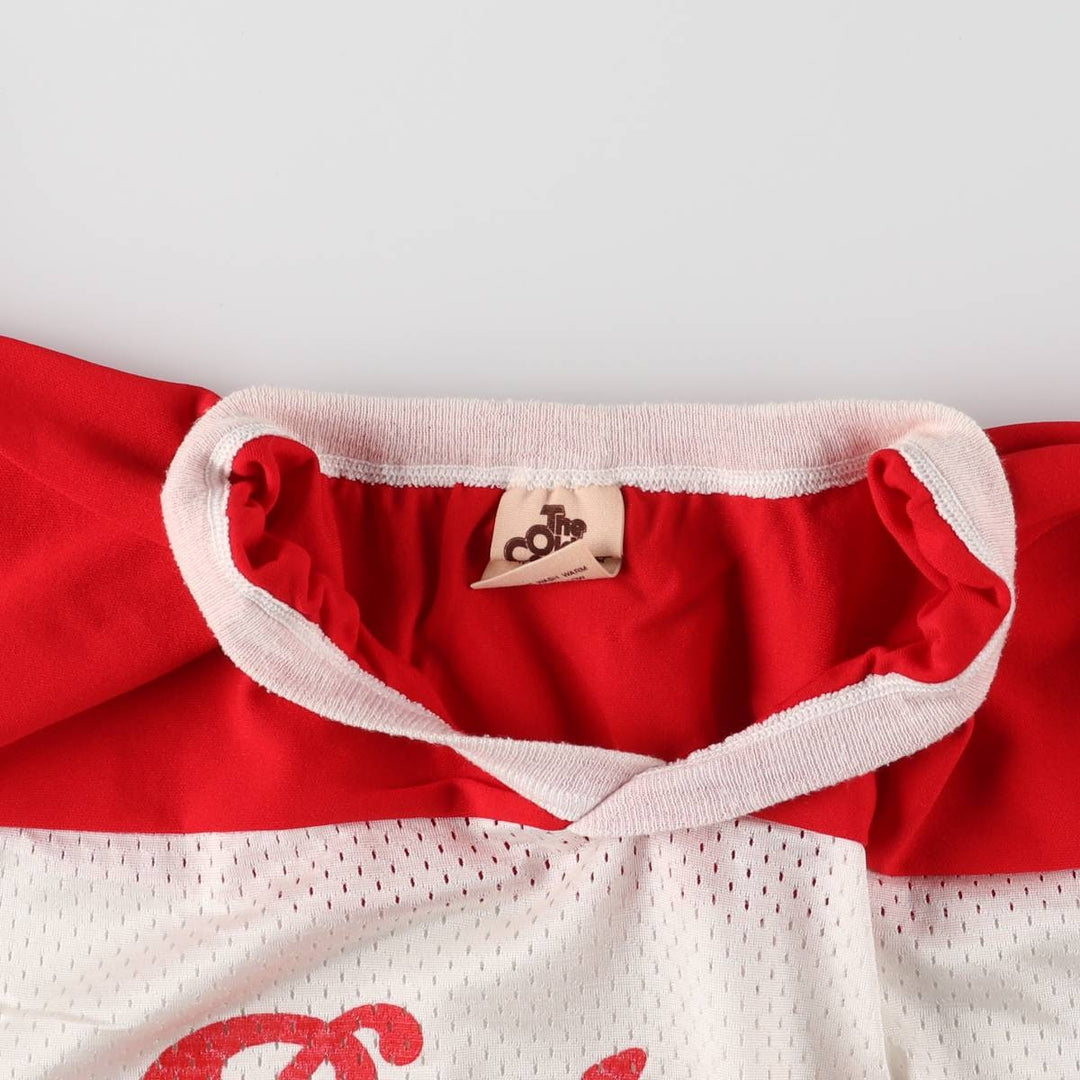 THE OLD COUNTRY Budweiser 3/4 Sleeve V-Neck Mesh Switching Short Sleeve Shirt Game Shirt Football Shirt Men's XL Nylon red type Vintage Second Hand